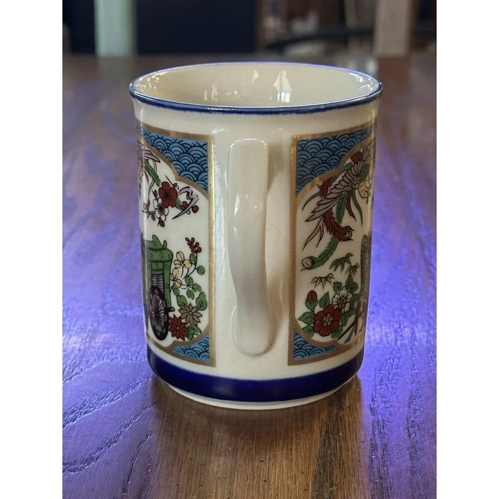 Japanese Imari Style Porcelain Mug Red Green‎ Blue Gold 4” Vintage
